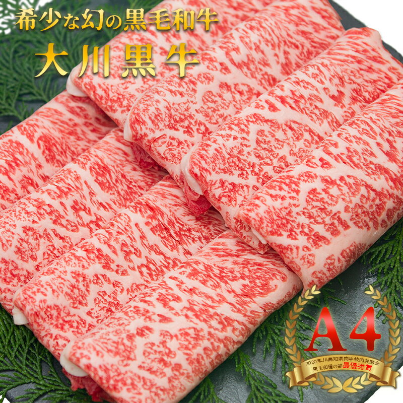 【ふるさと納税】国産黒毛和牛 大川黒牛ロースすき焼き用スライスA4　250g×2　計500g　数量限定