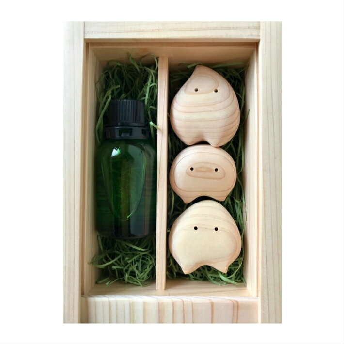 【ふるさと納税】<ひのきの妖精「ひのここ」3体 オリジナル木箱入り>高知県 佐川町 木工品 消臭 アロマオイル アロマディフューザー アロマポット アロマディッ...