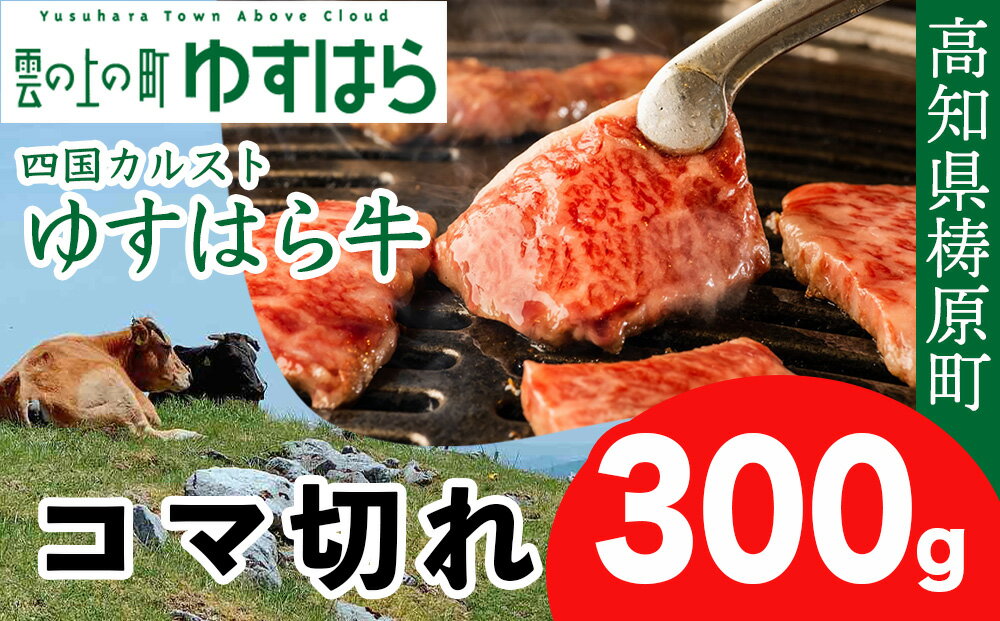 四国カルスト高原で育ったゆすはら牛 コマ切れ 300g 牛肉 和牛 黒毛 こま切れ オレイン酸 高知県産