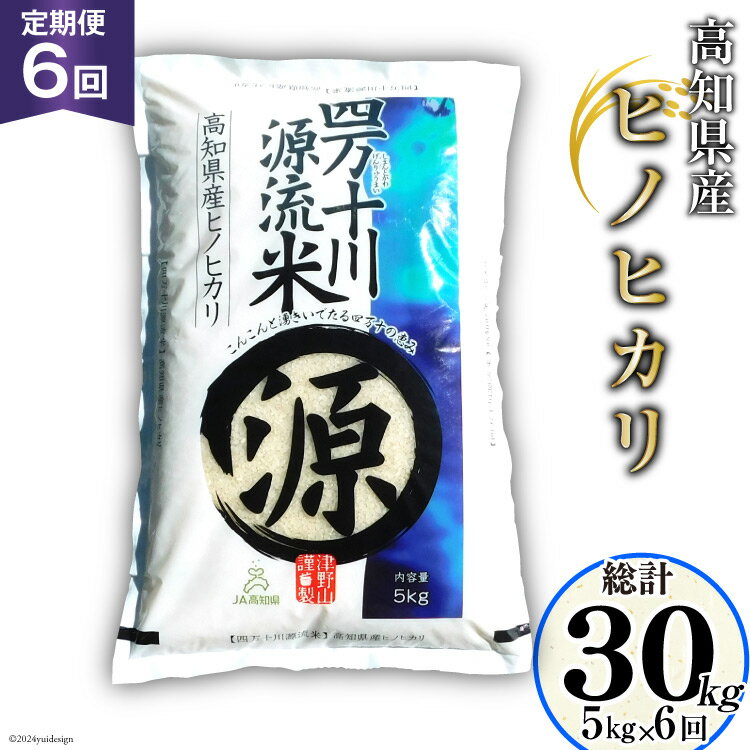 全6回 定期便 米 四万十川源流米・精米 5kg×6回 計30kg [JA高知県高西営農経済センター津野山経済課 高知県 津野町 26ah0008] お米 こめ おこめ 定期 毎月