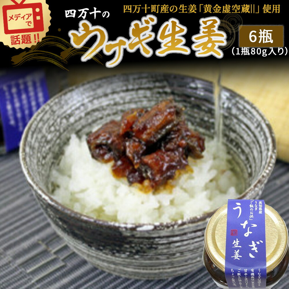 【ふるさと納税】 四万十うなぎ 生姜 6瓶セット(1瓶80g入り) /Ess-15 ご飯のお供 鰻 ショウガ しょうが 肴 おかず 四万十鰻 瓶詰 おすすめ 人気 国産 厳選
