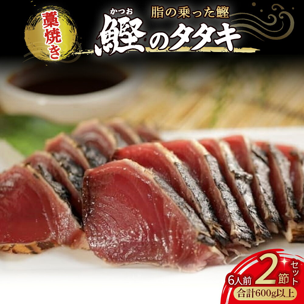 【ふるさと納税】 藁焼き かつおタタキ 2節セット(600g) わら焼き 6人前 高知 Ess-A17 藁焼き 鰹 船上凍結 鮮度良好 ポン酢付き タレ付き 四万十町 小分け 冷凍