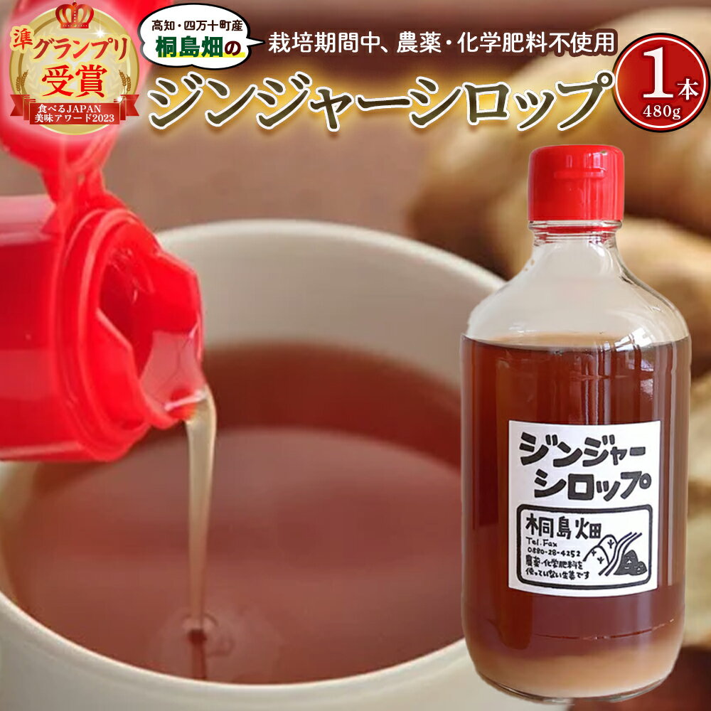 【ふるさと納税】【桐島畑】ジンジャーシロップ 1本(480g) 栽培期間農薬 化学肥料不使用 生姜 Fkh-A08/ 生姜 しょうが 生姜シロップ ジンジャー 無農薬