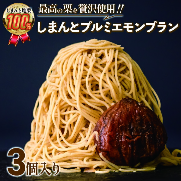 【ふるさと納税】【新栗予約】1mm極細!とろけるモンブラン「しまんとプルミエモンブラン」3個 Qdr-211 /添加物不使用 しまんと地栗 国産栗 和栗 栗スイ...