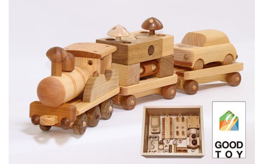 インテリアおもちゃ「ヤイロ号」&「ハッピーボックス」Ole-26 /かわいい プレゼント こども 収納ボックス 玄関 玩具 国産 ひのき 桧 木製 木 日本製