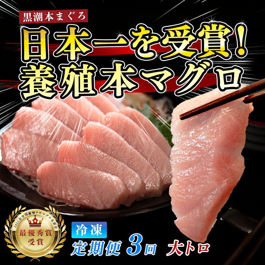 【ふるさと納税】 訳あり 不定貫 定期便 3回 国産 養殖本マグロ 大トロ 毎回120g×3回 黒潮本まぐろ 最優秀賞受賞 3ヶ月 3か月 柵 刺身用 本マグロ 本鮪 鮪 まぐろ お刺身 さしみ トロ 海鮮丼 漬け丼 手巻き寿司 まぐろ丼 冷凍 2万円 f394246-otsuki-10001796 高知県大月町 パッケージ画像
