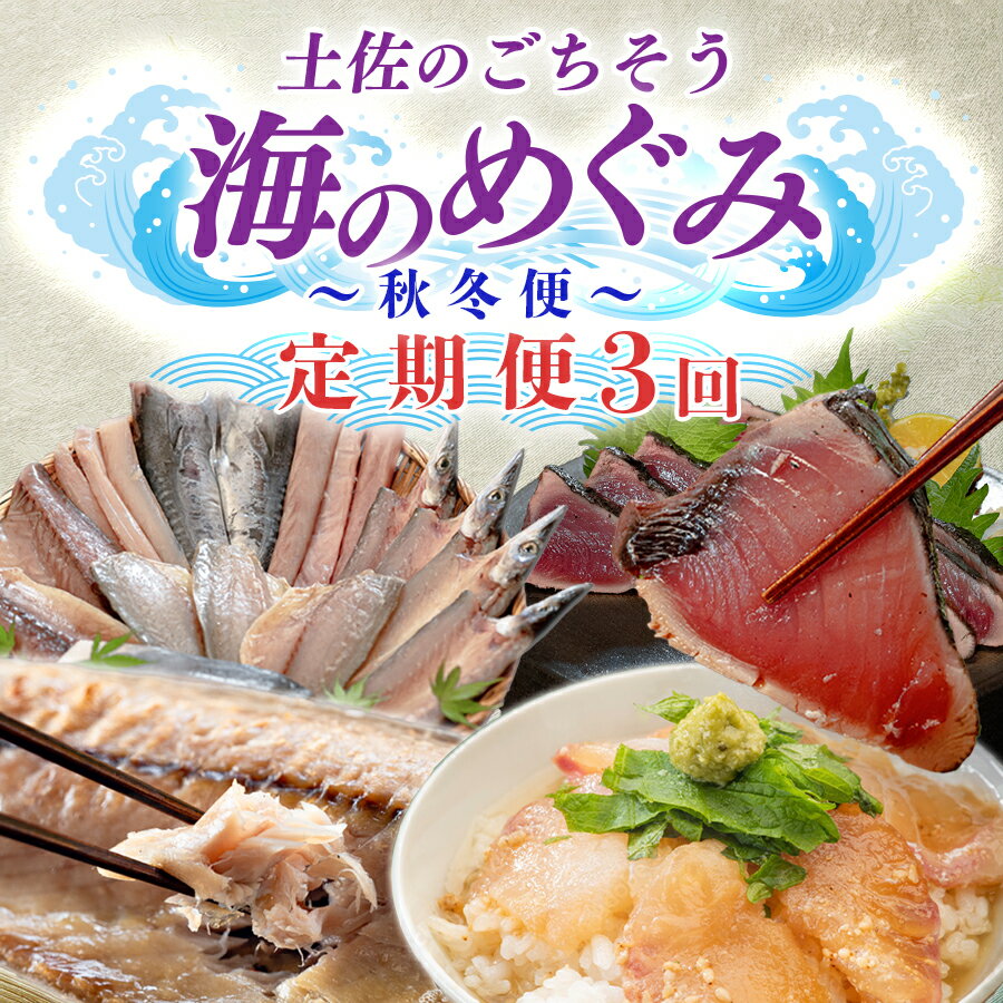 【ふるさと納税】【定期便 3回】土佐のごちそう 海のめぐみ 海鮮 秋冬便｜新鮮 藁焼き かつお カツオ タタキ 一夜干し 干物 真鯛 漬け丼 海鮮 魚介 海の幸 産地直送 旬 贈答用 おつまみ おかず ご褒美 送料無料 配送日指定可 おすすめ 人気 秋 冬 ギフト