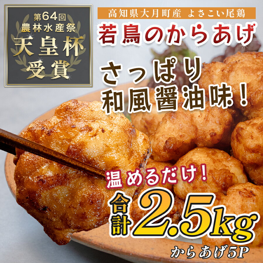 国産 よさこい尾鶏 鶏の唐揚げ 和風しょう油 2.5kg 天皇杯受賞 からあげ から揚げ チキン南蛮 惣菜 レンジ 鶏もも 鶏肉 とり肉 チキン おつまみ ブランド鶏 銘柄鶏 若鶏 国産鶏肉 冷凍 小分け 個包装 1万円