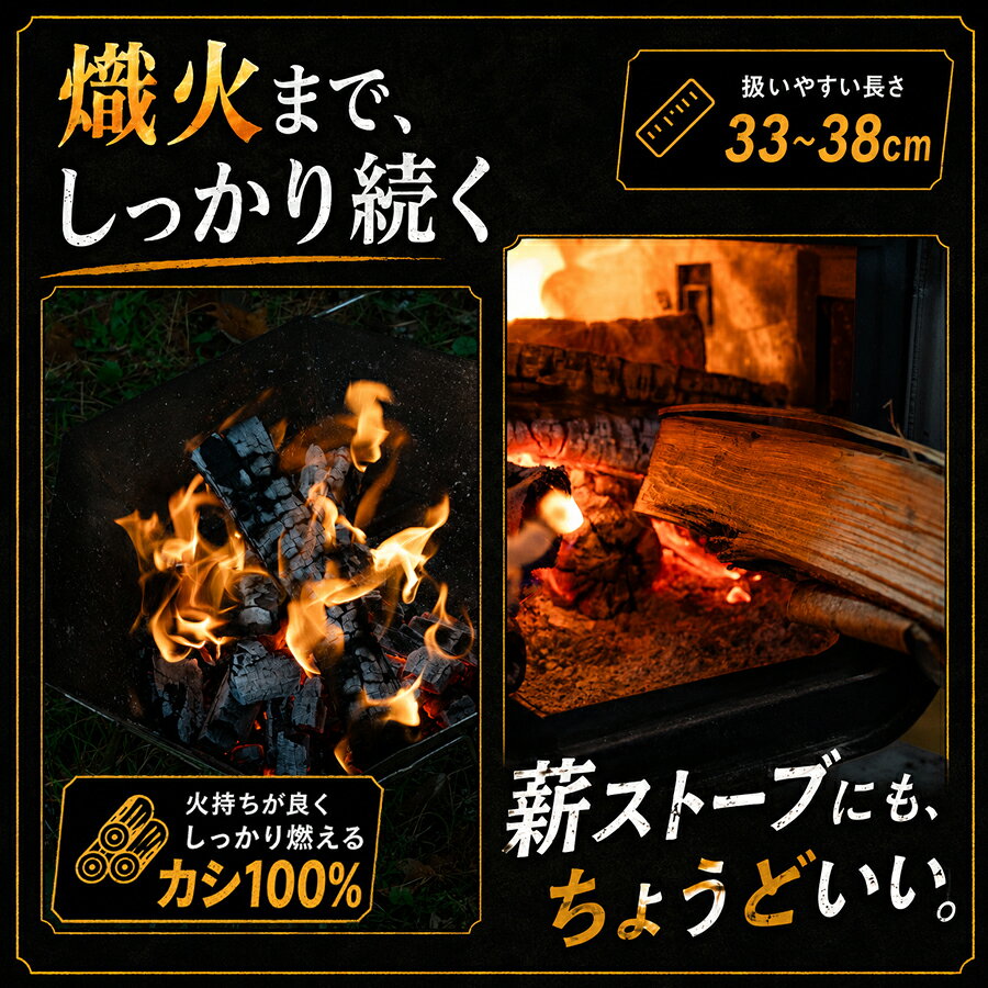【ふるさと納税】カシ100%乾燥薪 約20kg 含水率15%以下 33〜38cm 焚き付け用端材付き 薪ストーブ キャンプ 焚き火 暖炉 BBQ アウトドア まき 燃料 高知県 大月町