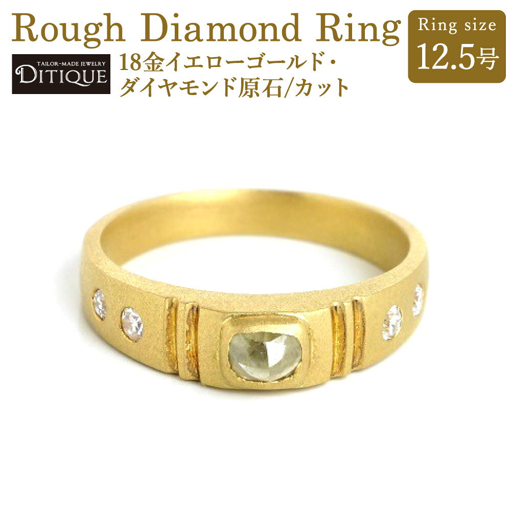 【ふるさと納税】Rough Diamond Ring リング 12.5号サイズ 18金イエローゴールド ダイヤモンド 原石 0.568ct カット ラウンド ブリリアントカット シングルカット 指輪 金 アクセサリー ジュエリー 上品 おしゃれ ゴージャス エレガント 福岡県北九州市