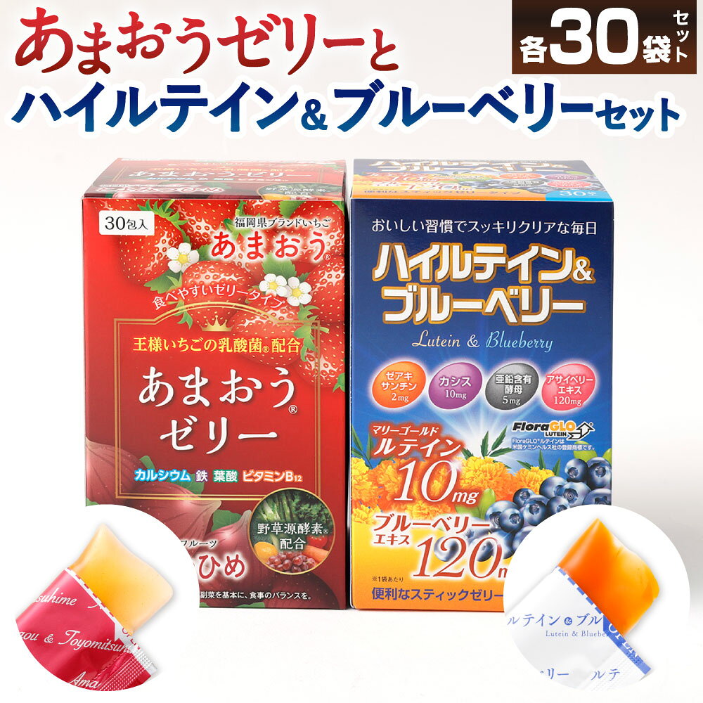【ふるさと納税】あまおうゼリー・ハイルテイン＆ブルーベリーセット 2種類 各30包 1包15g ゼリー あまおう 苺 イチゴ ストロベリー ルテイン ブルーベリー スティック 乳酸菌 酵素 鉄 葉酸 アサイー カシス 亜鉛酵母 持ち運び 美容 健康 福岡県北九州市