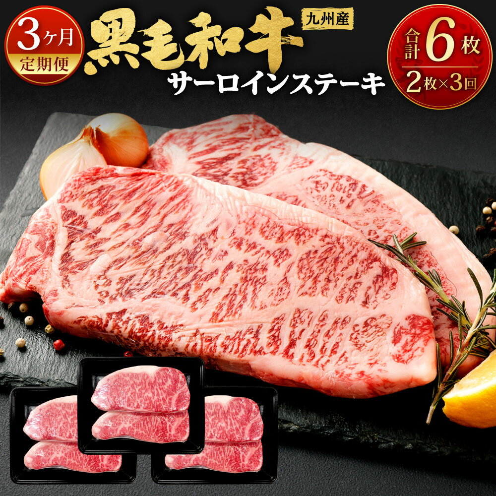 [3ヶ月定期便]九州産 黒毛和牛 サーロインステーキ 合計約1.5kg (約250g×2枚×3回) ステーキ バーベキュー BBQ アウトドア サーロイン 牛肉 お肉 国産 日本産 国産牛 ギフト 真空 個包装 冷凍 定期便 日本 九州 送料無料