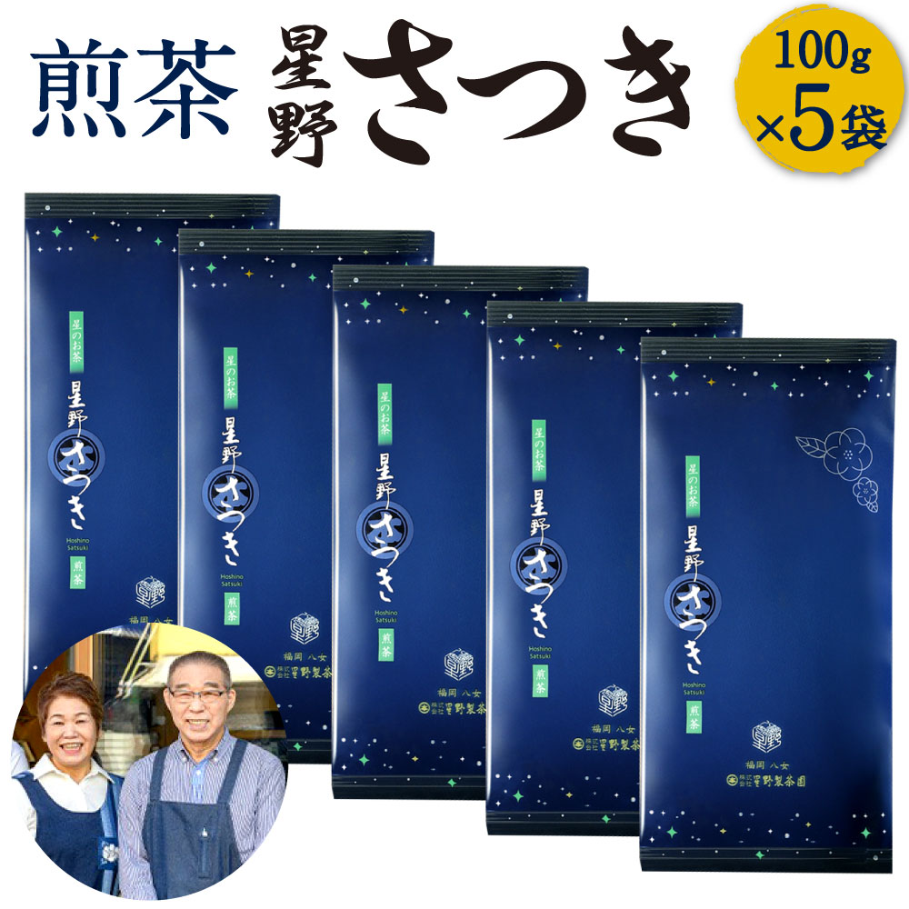 八女市産 煎茶 さつき 100g×5袋 合計500g 緑茶 日本茶 お茶 国産茶 お茶の星野園 八女茶 国産 九州 福岡県 送料無料