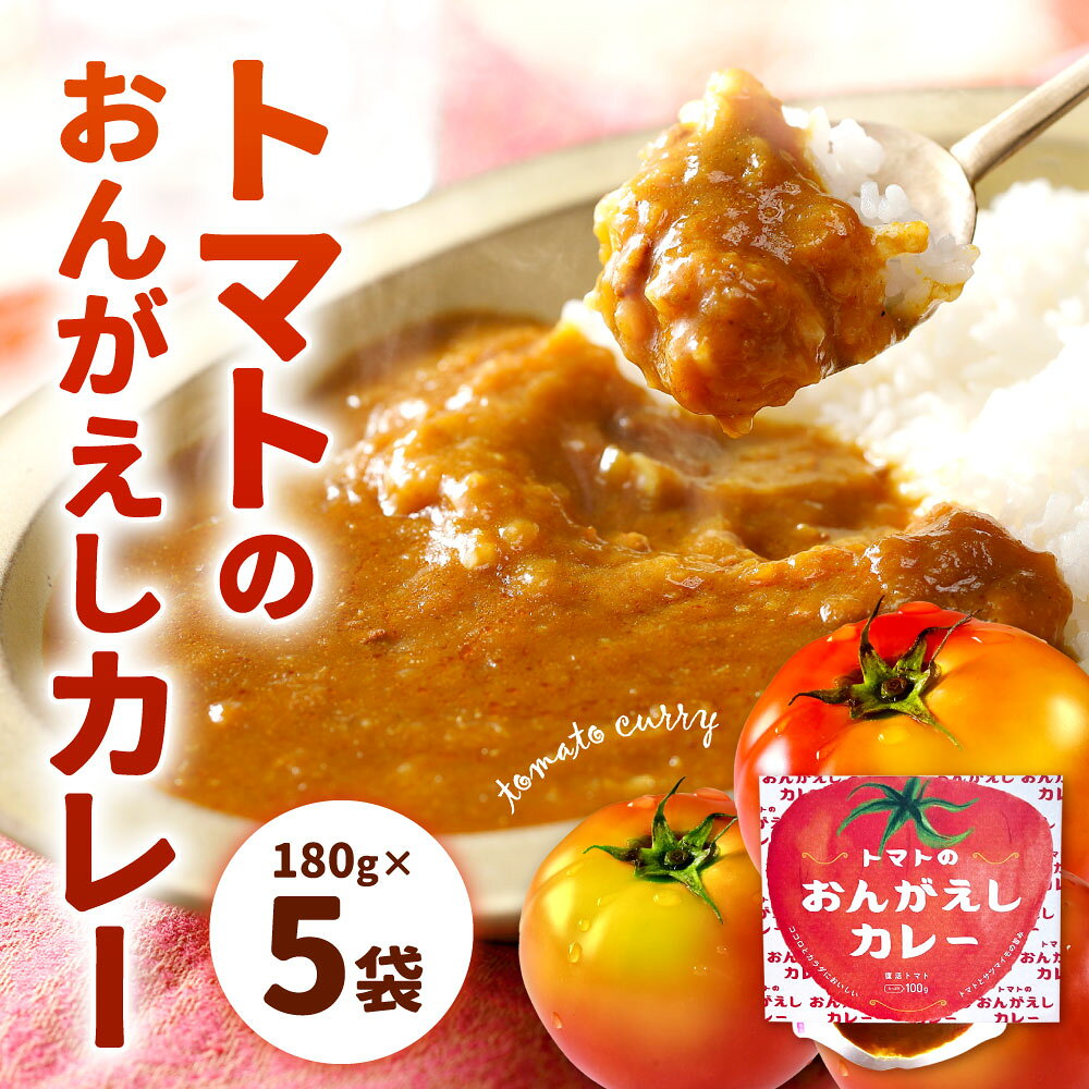 【ふるさと納税】トマトのおんがえしカレー 180g×5袋 サスティナブル カレー レトルト トマトカレー 若松トマト カレーライス 時短 保存 簡単 レトルトカレー 子ども食堂 SDGs 支援 国産 九州 送料無料 f401005-kitakyushu-10001491 福岡県北九州市 サンプル画像2