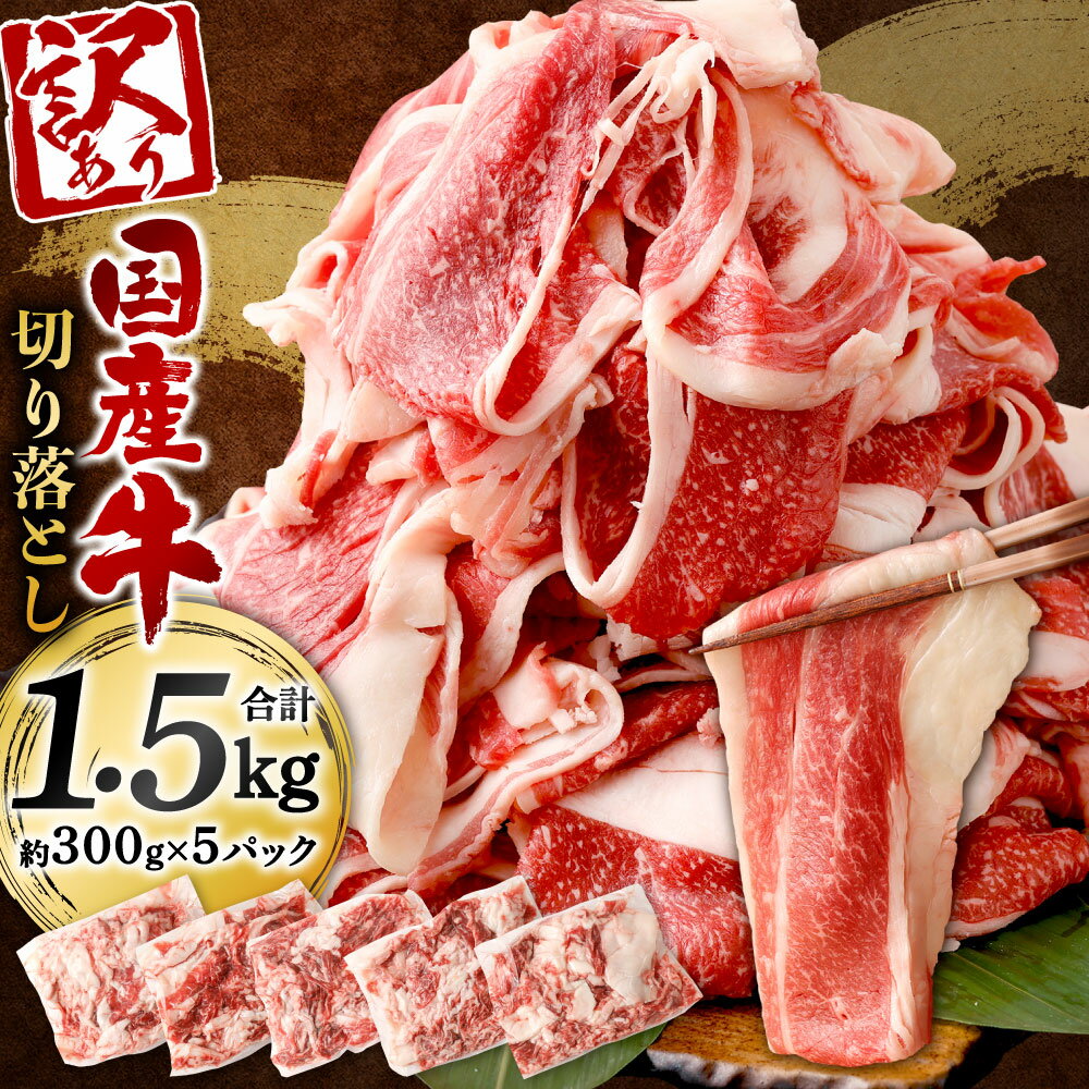 【ふるさと納税】＼総重量約1.5kg！／ 【訳あり】 国産牛 切り落とし 約300g×5パック 合計約1.5kg 小...