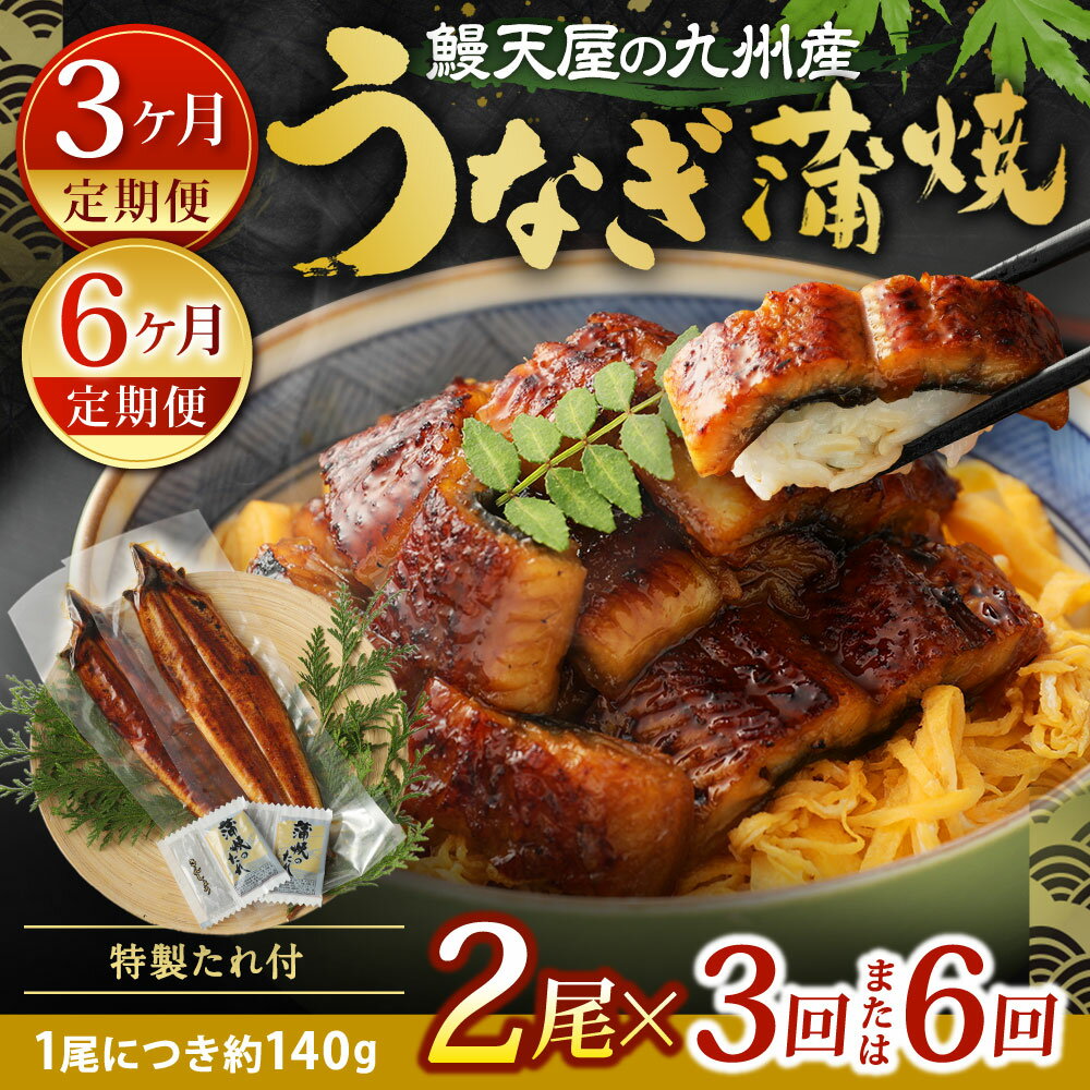 【ふるさと納税】【定期便】選べる定期回数 鰻天屋の九州産 うなぎ 蒲焼 約140g×2尾 セット 【3ヶ月定期便】【6ヶ月定期便】 たれ 山椒 付き 鰻 ウナギ 蒲焼き 国産 九州産 冷凍 送料無料 鹿児島、宮崎、熊本等産うなぎ原料使用