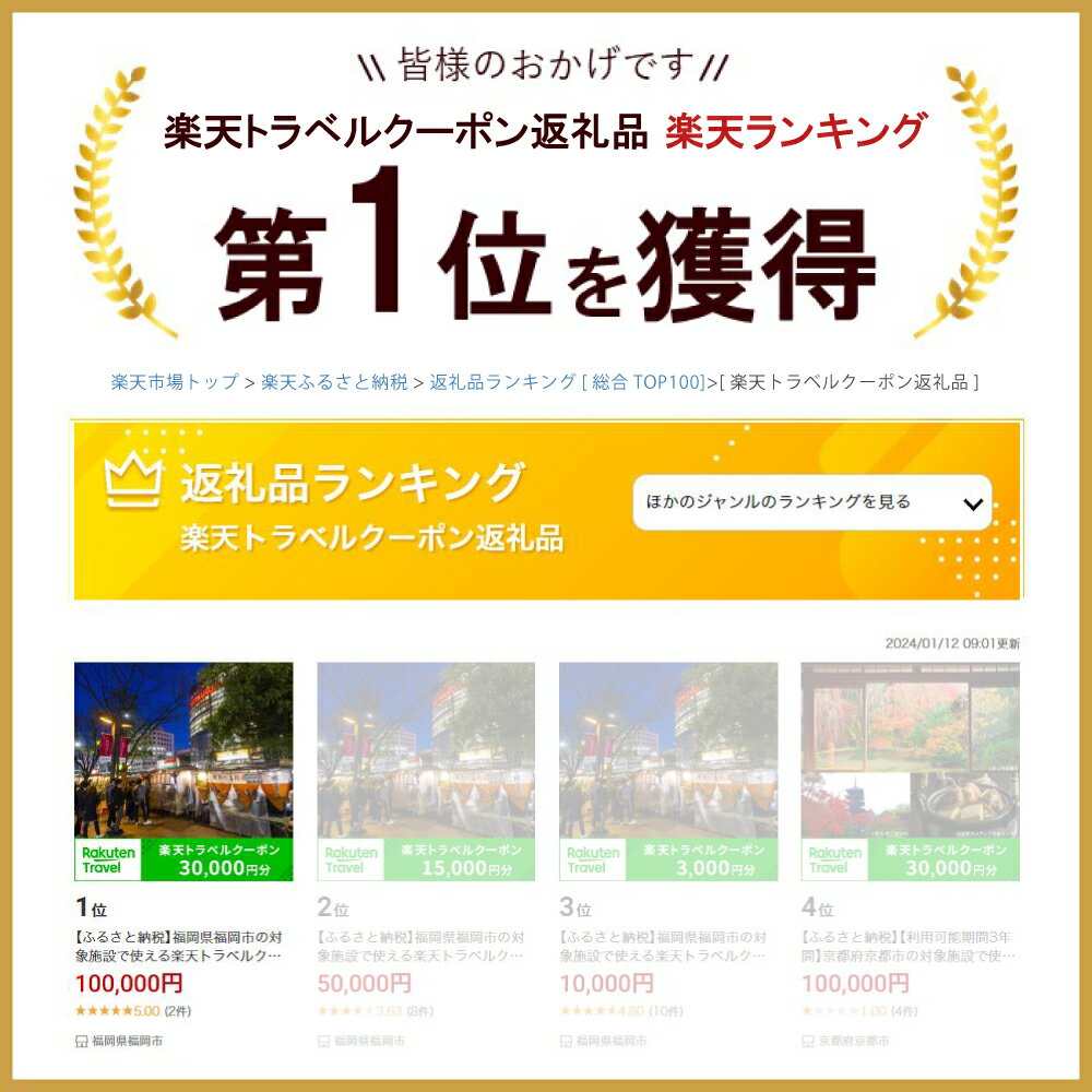 【ふるさと納税】福岡県福岡市の対象施設で使える楽天トラベルクーポン 寄付額100,000円 | 福岡 博多 旅行 トラベル 宿泊 ギフト 温泉 宿泊券 観光地応援 旅館 家族 カップル 観光 ホテル クーポン 九州 全国旅行支援 宿泊予約 予約 返礼品 プレゼント 記念日その2