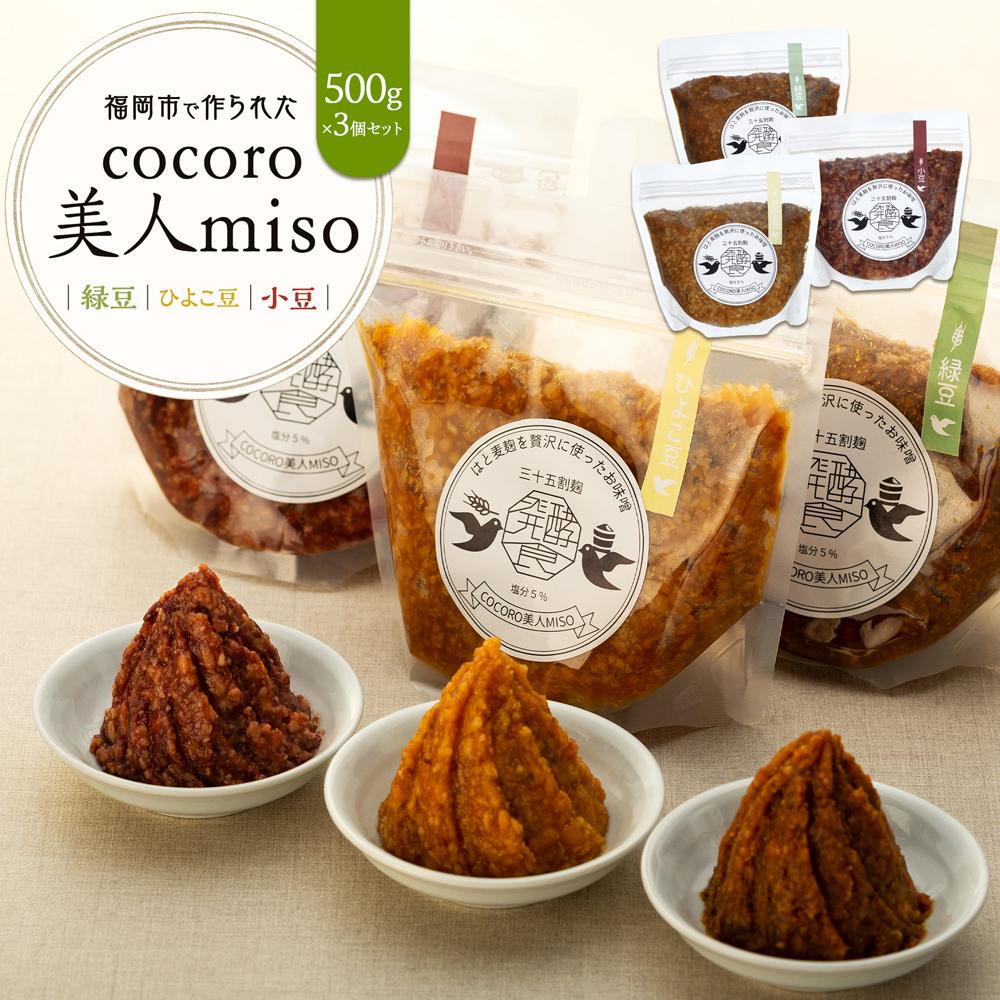 2位! 口コミ数「0件」評価「0」【福岡市で作られた】COCORO美人MISO（緑豆）（ひよこ豆）（小豆） | 福岡県 福岡市 福岡 九州 返礼品 支援 味噌 みそ 調味料 ･･･ 