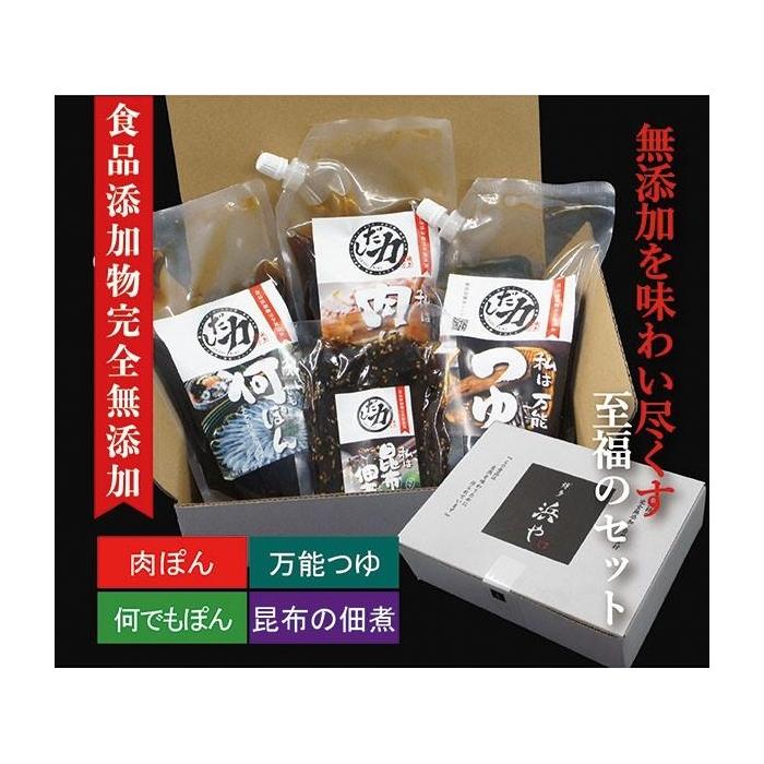 博多浜や だし力4点セット(万能つゆ・何でもぽん酢・肉ぽん酢・ゆず昆布の佃煮) 食品添加物完全無添加 | 調味料 食品 加工食品 人気 おすすめ 送料無料