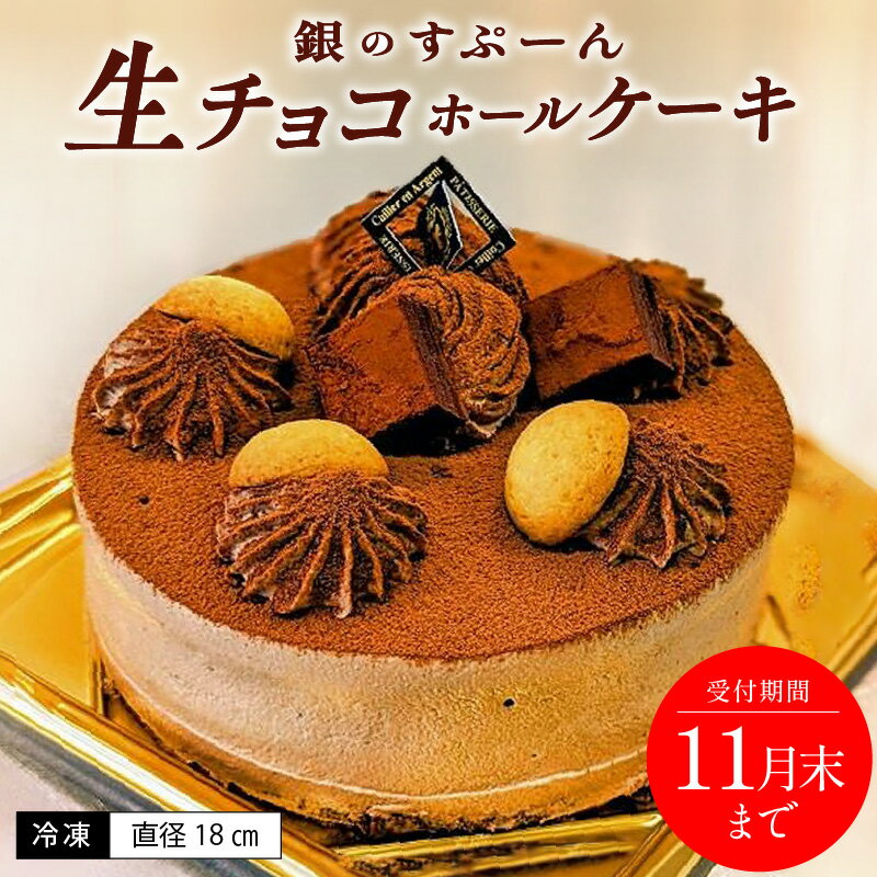 【ふるさと納税】老舗 洋菓子店 銀のすぷーん 冷凍 生チョコ ホールケーキ 直径18cm 生チョコクリーム...