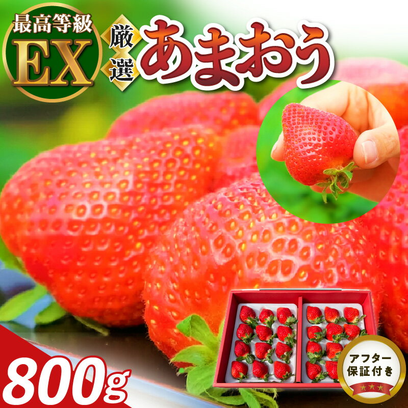 返礼品説明名称【ふるさと納税】厳選あまおう 800g内容量800g※サイズ等に左右されるため、表記グラムより重さが前後する場合がございます。配送温度帯冷蔵保存期間・有効期限発送日より5日（要冷蔵）説明こんにちは、うるう農園です。 当園は「安心・安全」のあまおう苺を皆様にお届けする為【有機質肥料】にこだわり、福岡県の【特別栽培】に認証されています。 「美味しさ、嬉しさ」を感じていただけるように、丁寧に苺を育てています。 福岡県特産のあまおうの中でも最高等級である「エクセレント」相応のあまおうを、贈答用の箱に入れてお届けします。大切なあの人への贈り物にも喜ばれます。注意事項○返礼品到着後は、なるべくお早めにお召し上がりください。提供事業者うるう農園・寄附申込みのキャンセル、返礼品の変更・返品はできません。あらかじめご了承ください。・ふるさと納税よくある質問はこちら地場産品基準8号ハ 福岡県において地場産品基準8号（ハ）に認定されている返礼品（あまおう）【ふるさと納税】厳選あまおう 800g