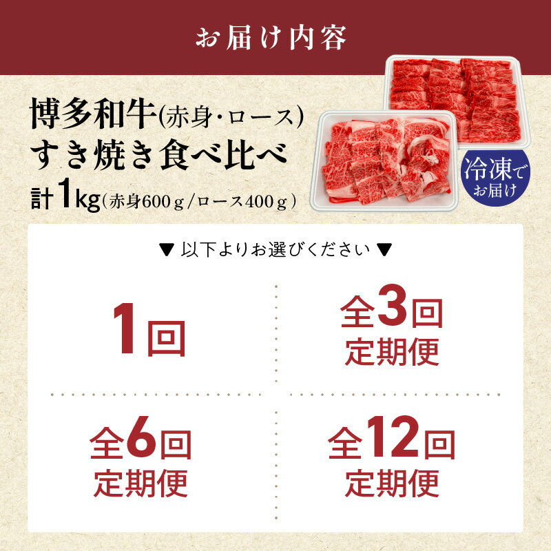 【ふるさと納税】博多和牛 赤身 ロース すき焼き 食べ比べ 選べる 回数 定期便 黒毛和牛 国産 九州産 福岡県産 国産牛 ブランド牛 牛肉 和牛 肉 お肉 溢れる 旨味 凝縮 サシ 甘味 至福の時 赤身肉 ロース肉 冷凍 お取り寄せ グルメ 福岡県 久留米市 送料無料