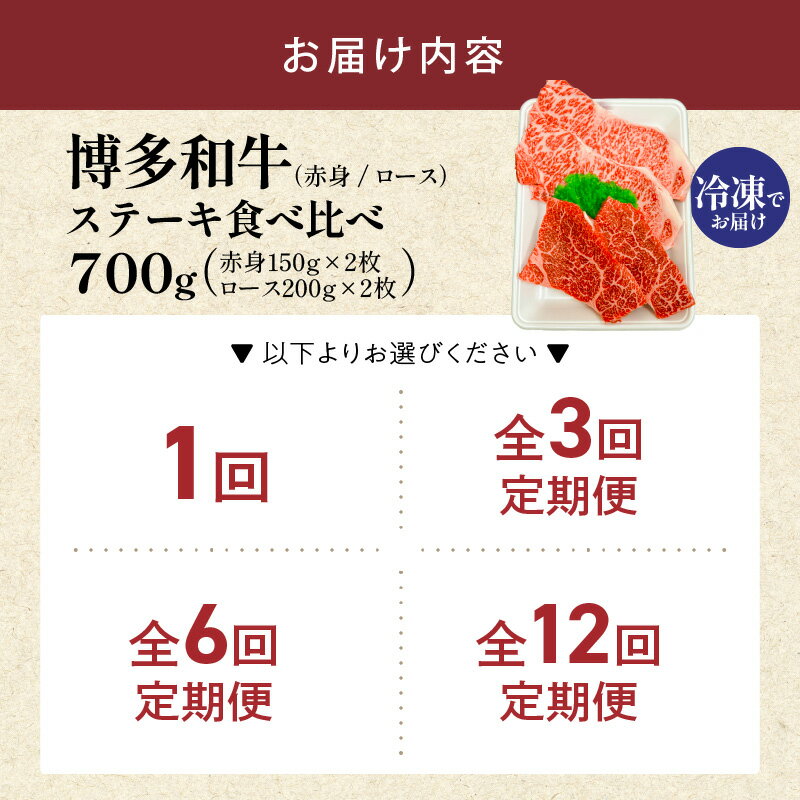 【ふるさと納税】博多和牛 赤身 ロースステーキ 食べ比べ 選べる 回数 定期便 黒毛和牛 国産 九州産 福岡県産 国産牛 ブランド牛 牛肉 和牛 肉 お肉 溢れる 旨味 凝縮 サシ 甘味 至福の時 赤身肉 ロース肉 冷凍 お取り寄せ グルメ 福岡県 久留米市 送料無料