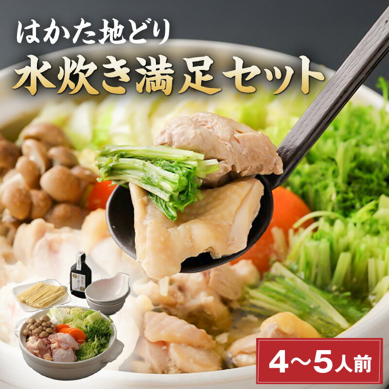 【ふるさと納税】はかた地どり 水炊き 満足 セット 4人前 〜 5人前 スープ ぶつ切り もも切身 つみれ ラー麦乾麺 ポン酢 郷土料理 旨味 地鶏 鍋 お鍋 ...