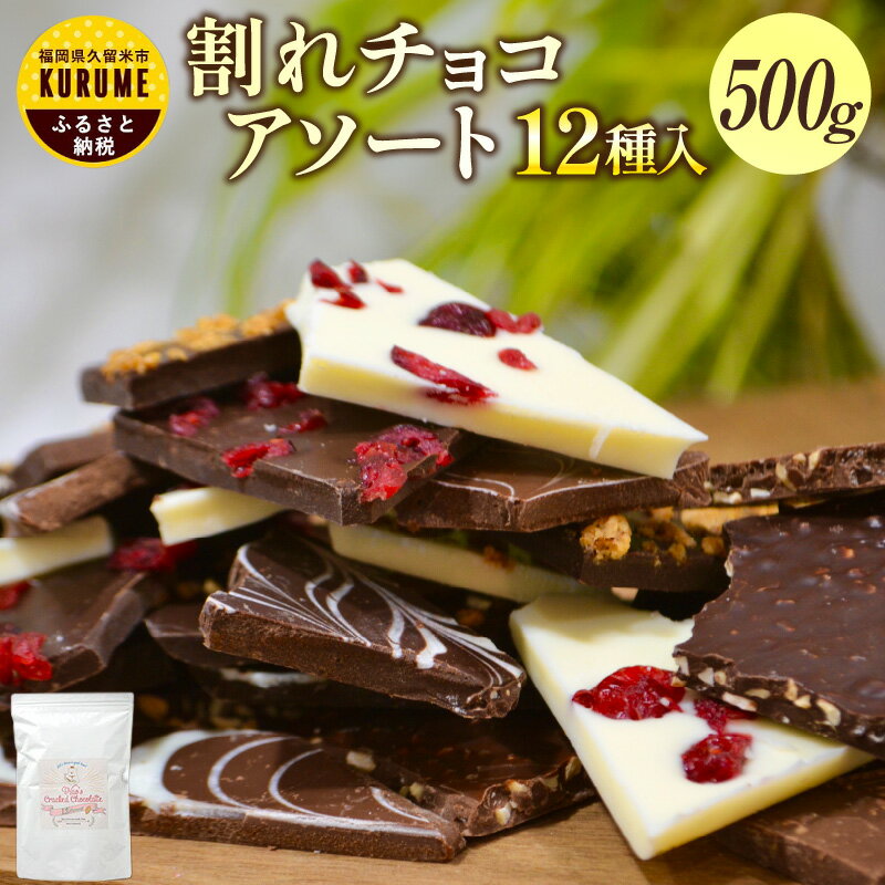 割れチョコ アソート 12種 準チョコレート 500g チャック付き ビター ホワイト ミルク マーブル クランチ アーモンド クランベリー スイーツ チョコ チョコレート 福岡県 久留米市 お取り寄せ お取り寄せグルメ 送料無料