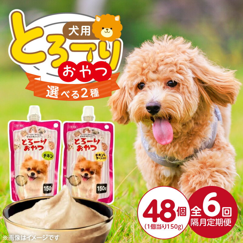 定期便 隔月 全6回 とろーりおやつ 犬用 150g × 48個 × 6回 選べる 2種 チキン チキン&チーズ入り とろける 口当たり おやつ 液状タイプ 低カロリー 体重管理 水分補給 長期保存 キャップ付き スパウトパウチ 便利 小型犬 シニア犬 福岡県 久留米市
