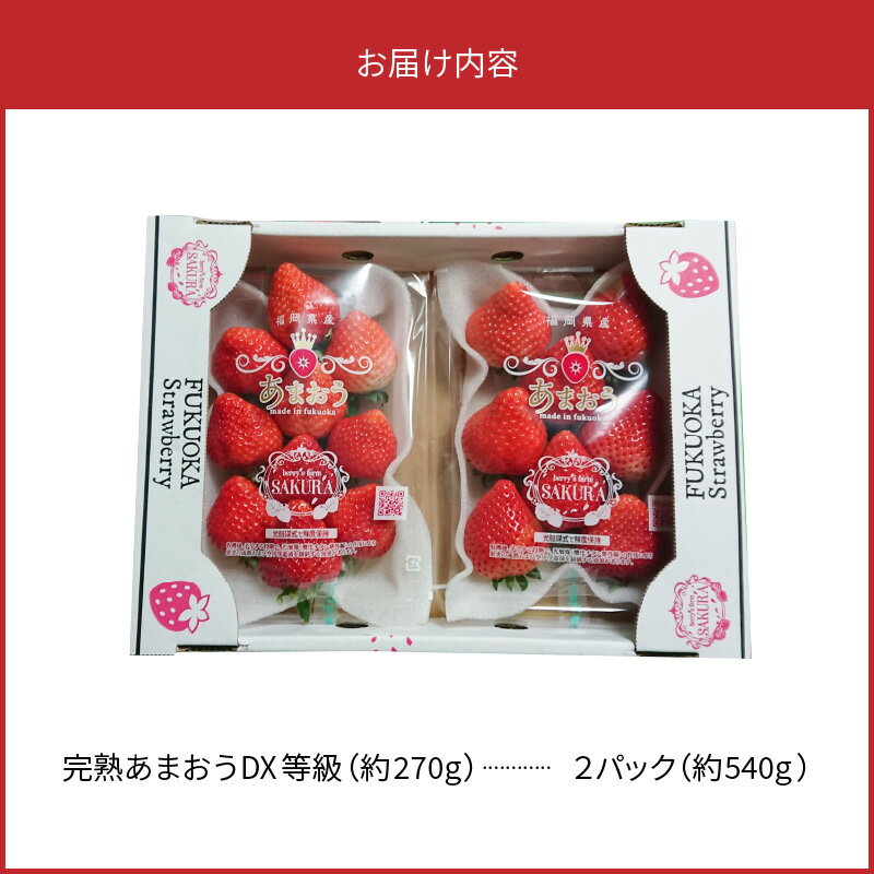 【ふるさと納税】福岡県産 特別栽培 特選 DX等級 完熟 あまおう 270g×2パック