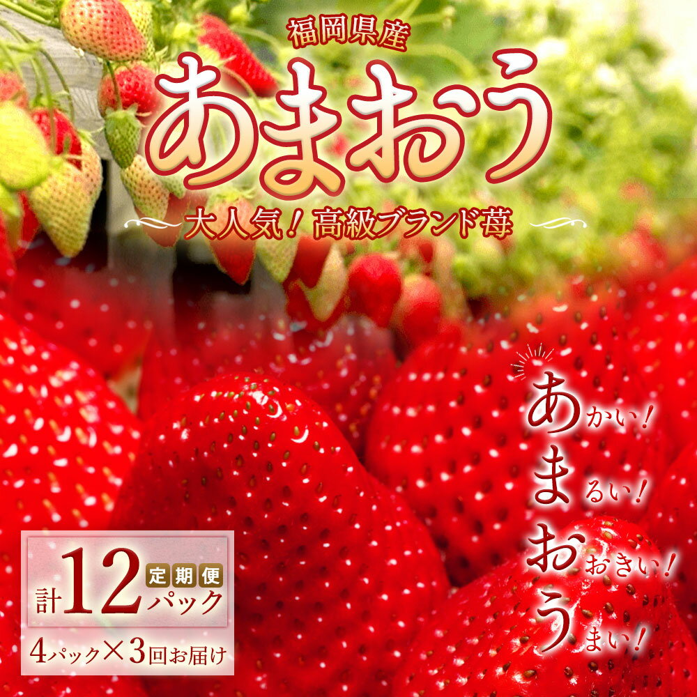 【ふるさと納税】定期便 3回 いちご あまおう 約 270g × 4パック 計 12パック 福岡県産 ブランド苺 果物 フルーツ ストロべリー スイーツ パフェ ショートケーキ パンケーキ スムージー ジャム 国産 福岡県 久留米市 お取り寄せ 送料無料