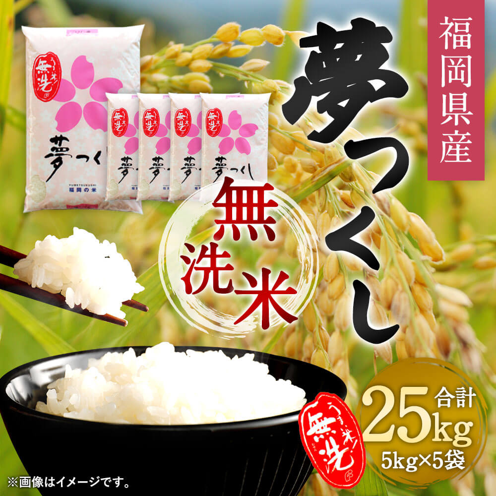 【ふるさと納税】【令和5年産】福岡県産 夢つくし 【無洗米】 合計25kg 5kg×5袋 お米 精米 米 ご飯 小分け 25キロ 九州産 国産 送料無料