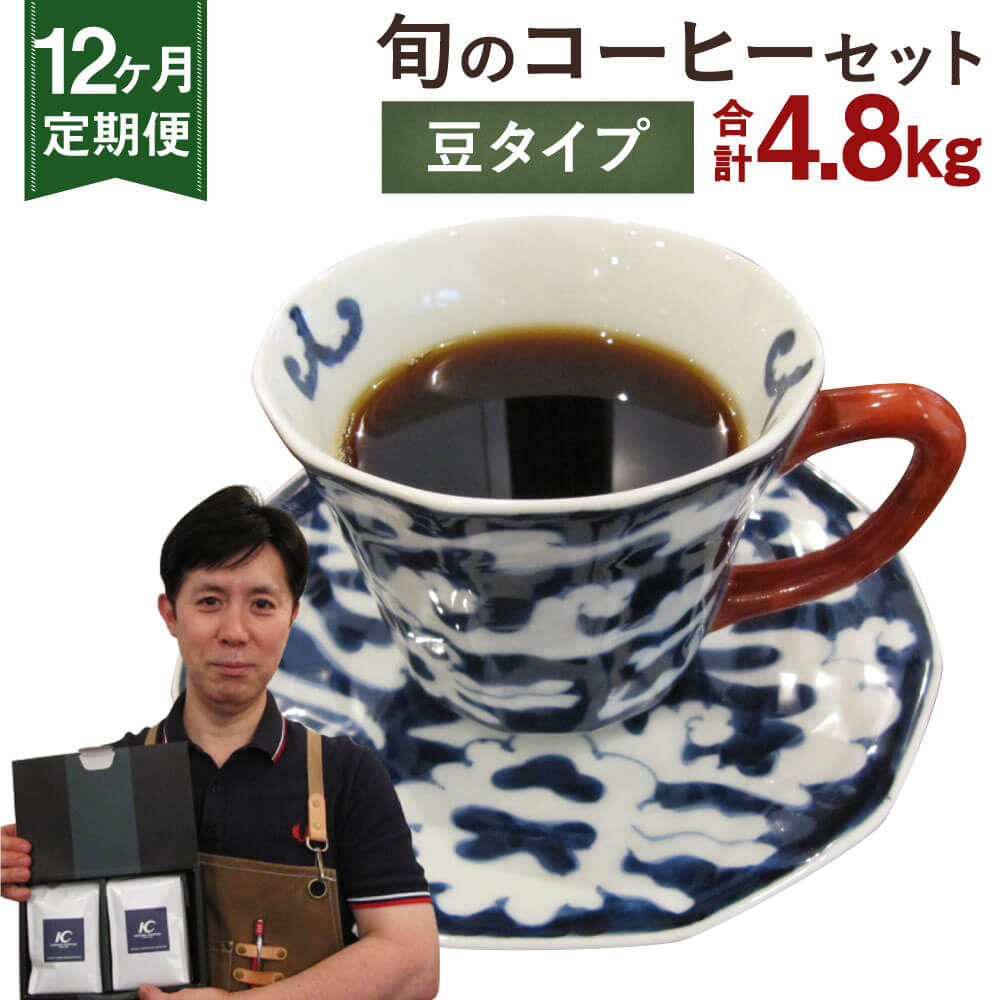 【ふるさと納税】【定期便12ヶ月】旬 コーヒー セット 【豆】 合計4.8kg 2種類×200g×12回 このみ珈琲 セレクト レギュラーコーヒー 珈琲 詰め合わせ 飲み比べ 定期便 送料無料