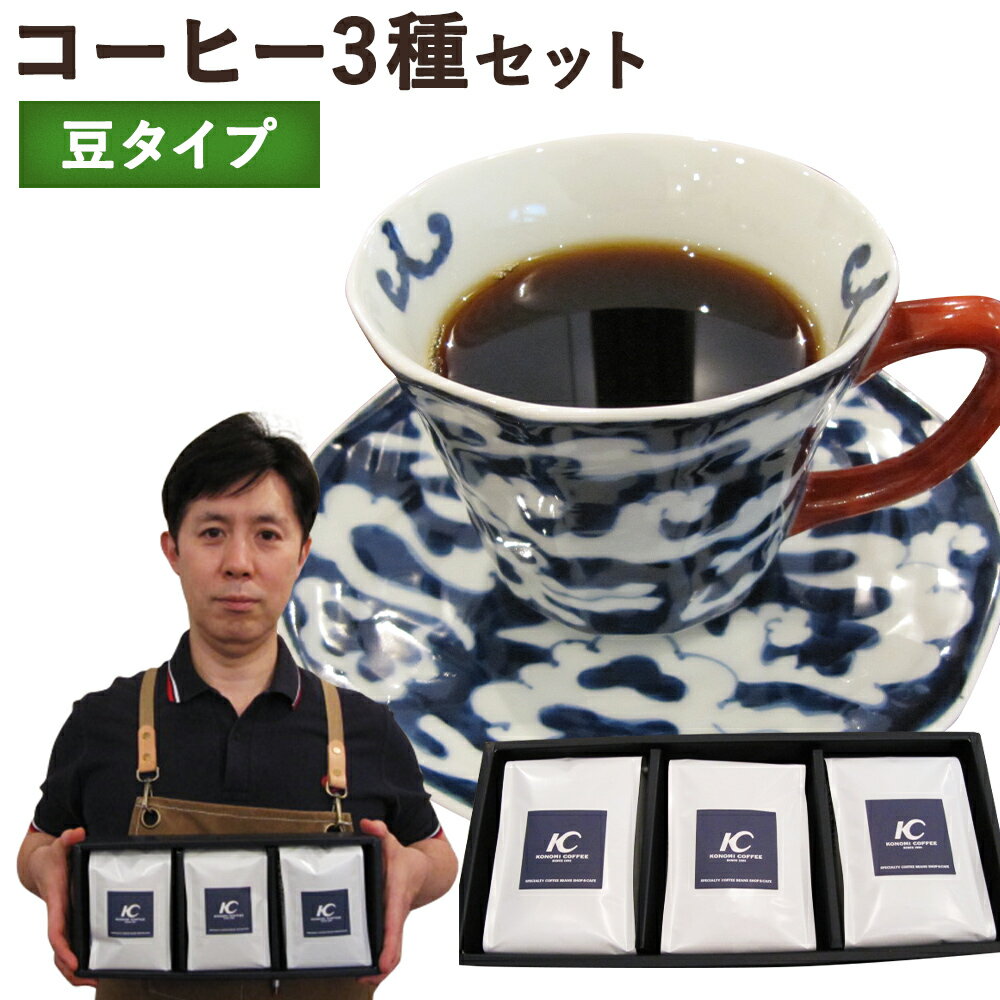 【ふるさと納税】店主こだわりのレギュラーコーヒー 3種セット【豆タイプ】 3種類×各1袋 200g×3袋 おまかせ セレクト コーヒー豆 飲み比べ 送料無料