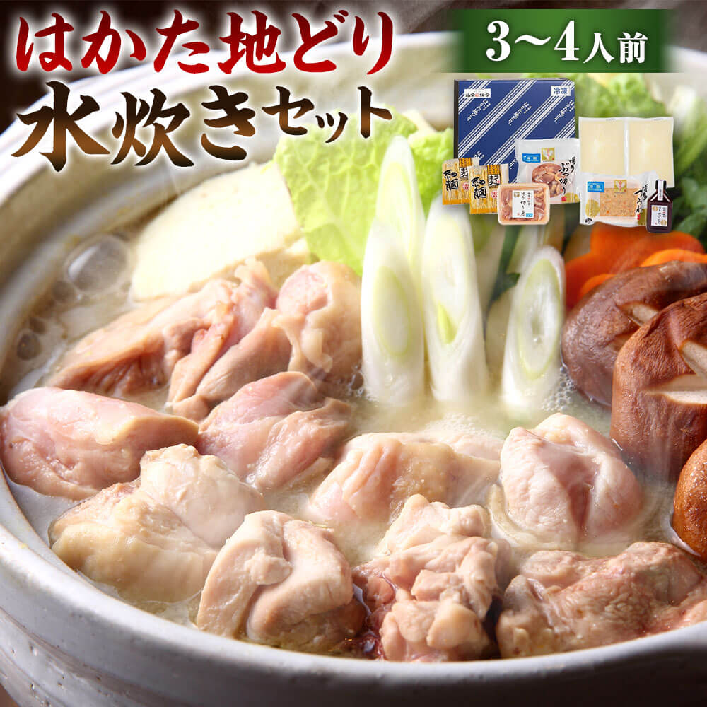 【ふるさと納税】福岡限定！はかた地どり 水炊き セット 3～4人前 鶏肉 鶏もも ぶつ切り つみれ スー...