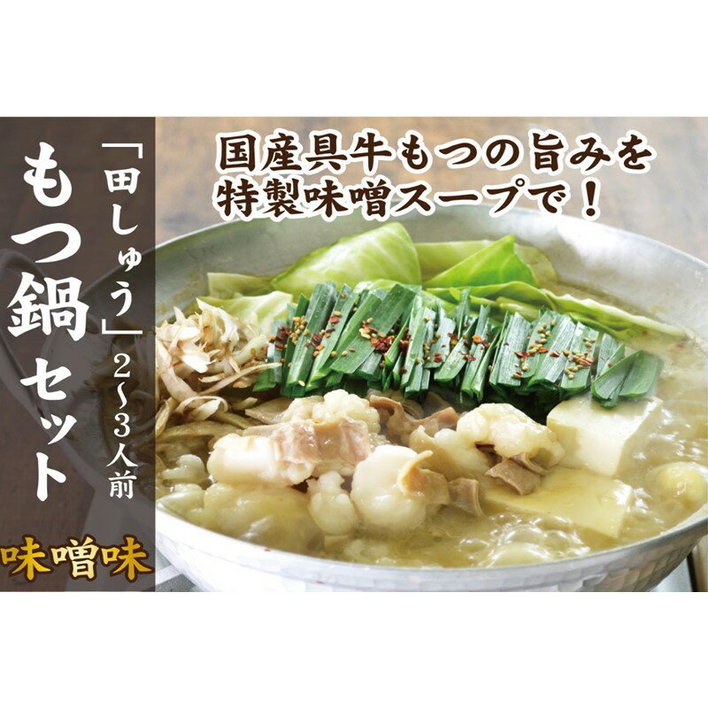 【ふるさと納税】博多の名店「田しゅう」 国産牛もつ鍋セット味噌味2～3人前 肉 牛 国産 もつ ホルモン もつ鍋 鍋 セット 詰め合わせ 冷凍【A5-392】