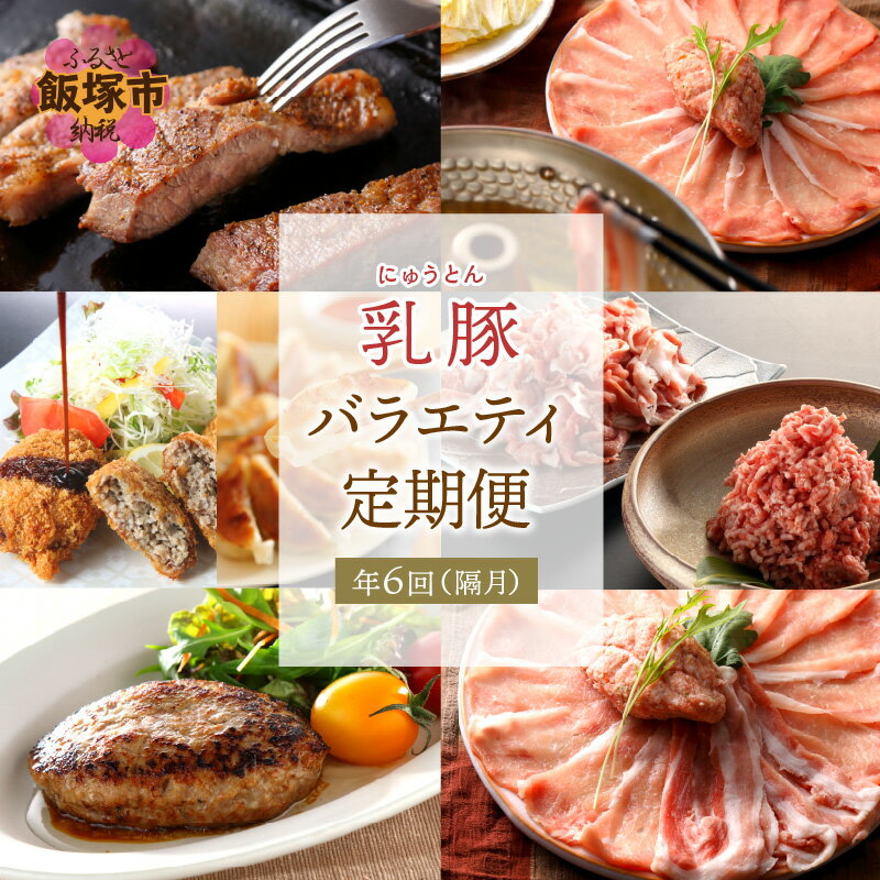 楽天福岡県飯塚市【ふるさと納税】乳豚バラエティ定期便【隔月・年6回定期便】 豚 豚肉 ステーキ ロース 餃子 メンチカツ ハンバーグ しゃぶしゃぶ 鍋 バラ つみれ 切り落とし ミンチ モモ 定期便 隔月 6回 6 福岡県 飯塚市 送料無料【I-008】