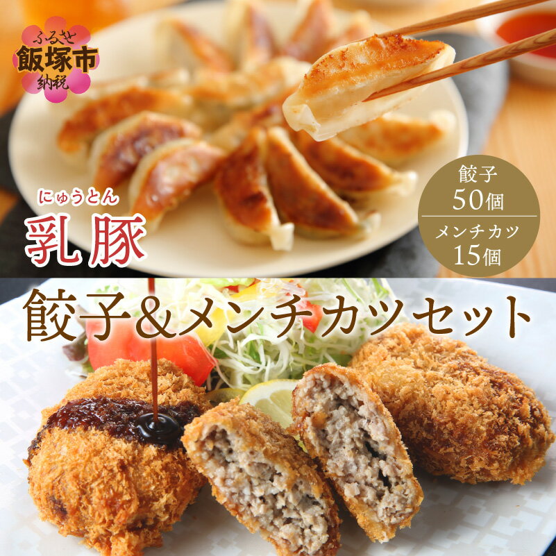 【ふるさと納税】乳豚 餃子50個＆メンチカツ15個セット ぎょうざ 豚メンチカツ 揚げ物 惣菜 セット 送料無料【A7-039】のサムネイル