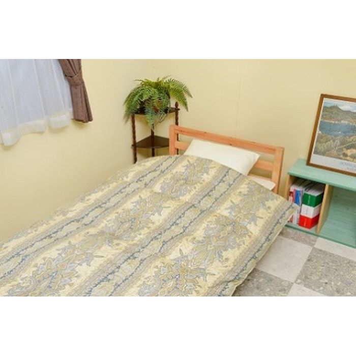 【ふるさと納税】フランス産羽毛グレーダックダウン93％（1.5kg）使用 超長綿生地ツインキルト羽毛掛布団シングル（ブルー系/柄お任せ） | 布団 掛け布団 掛布団 羽毛布団 羽毛掛け布団 シングル 羽毛 かけ布団 掛ふとん 福岡 九州 羽毛ふとん 寝具 ダウン シングル掛け布団