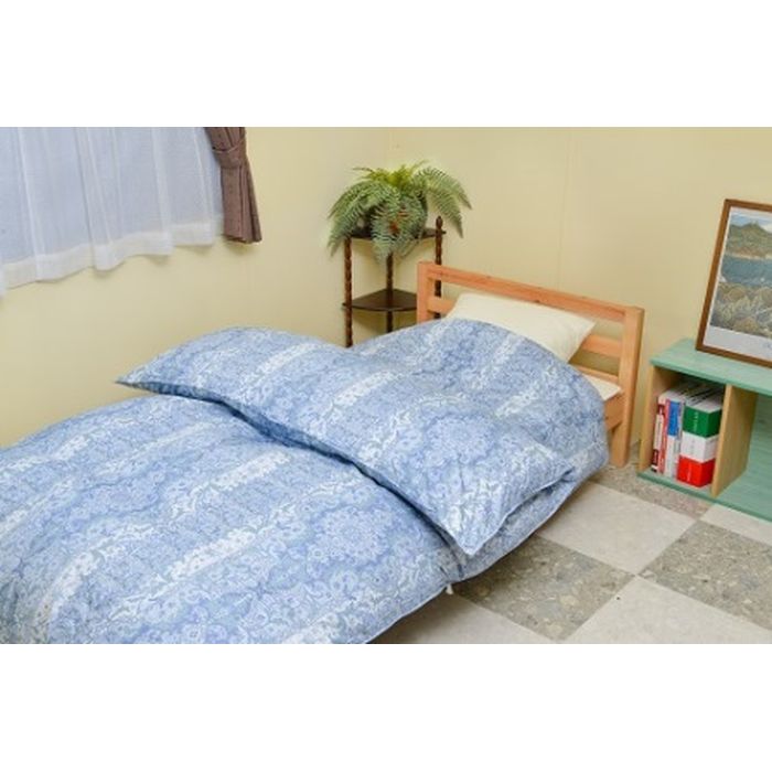 【ふるさと納税】ポーランド産ホワイトマザーグースダウン95％の最高級羽毛（掛布団1.1kg/肌布団0.3kg）使用 2枚合せオールシーズン シングル（ブルー系/柄お任せ） | 布団 肌掛け布団 肌掛け 羽毛 羽毛肌掛け布団 掛け布団 羽毛掛け布団 福岡 九州 羽毛ふとん セット