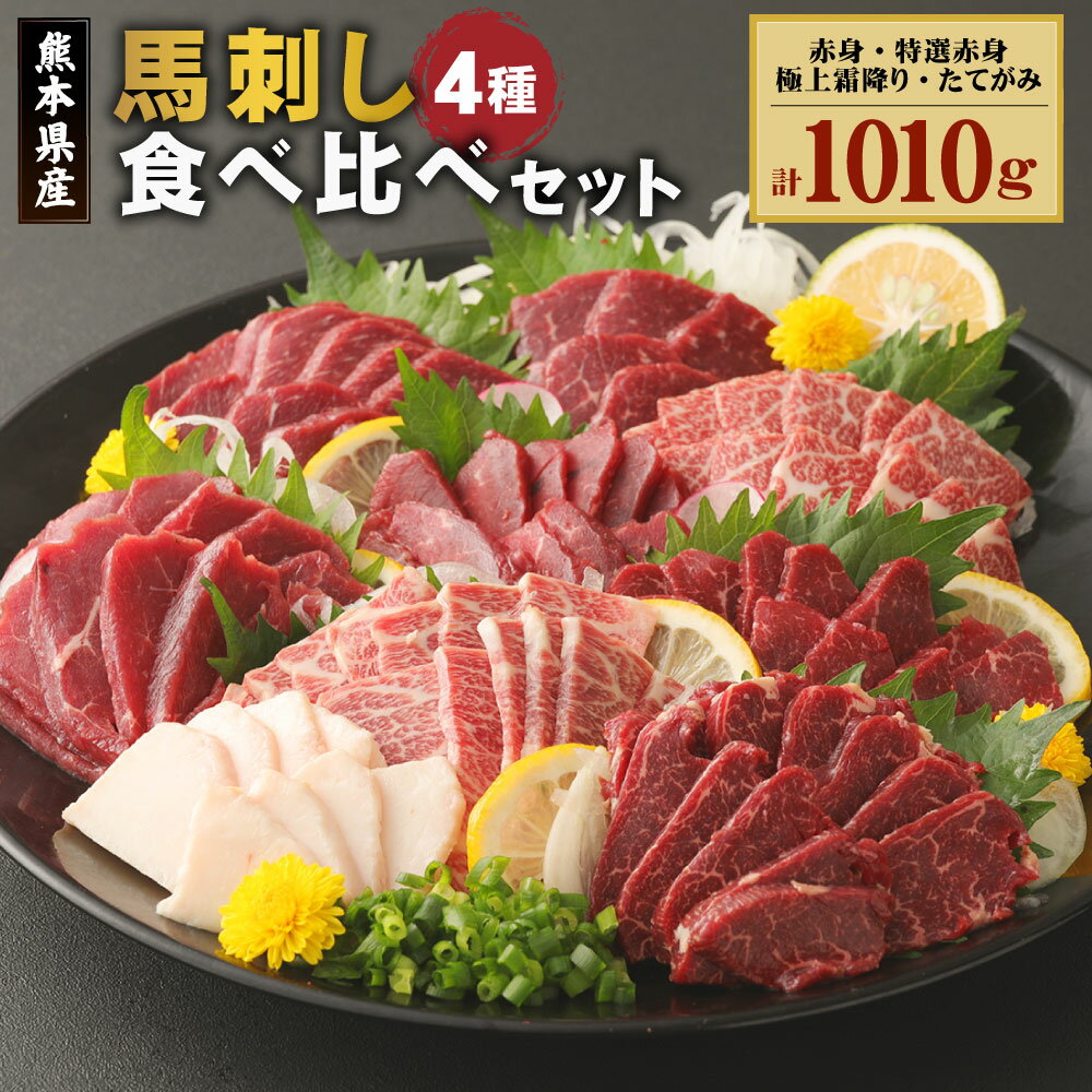 15位! 口コミ数「0件」評価「0」自家牧場産 馬刺し 4種 食べ比べセット 赤身 特選赤身 極上霜降り たてがみ 計1010g 約1kg 専用醤油付き セット 馬刺し ブロッ･･･ 