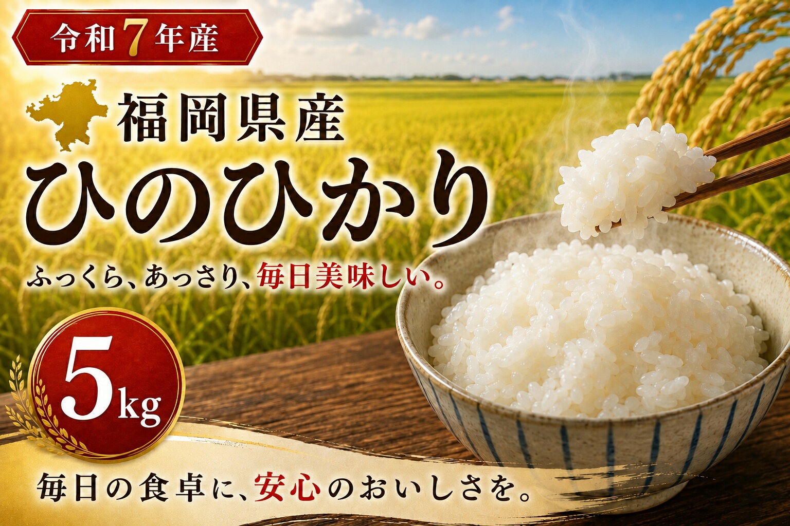米 令和7年産 福岡県産 美味しいお米 [ヒノヒカリ] 5kg 福岡県産米 白米 玄米 | 米 ブランド米 単一原料米