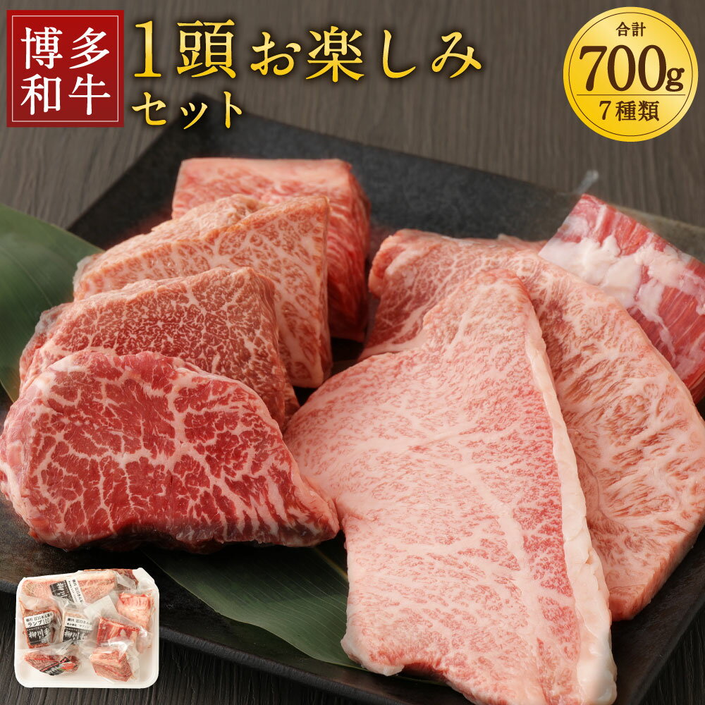 柳川産 博多和牛 1頭 お楽しみ セット 計700g 7種類×100g 牛肉 お肉 和牛 ロース モモ バラ ウデ スネ 冷凍 おまかせ 詰め合わせ 食べ比べ 福岡県産 九州産 国産 送料無料