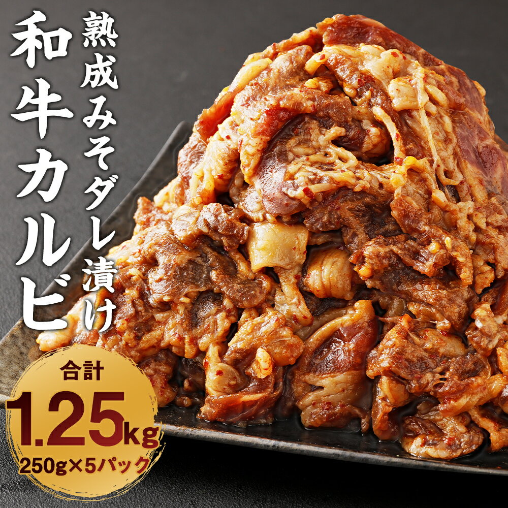 【ふるさと納税】自家製タレでもみこんだ 和牛カルビ 250g×5パック 合計1.25kg 味付け肉 タレ漬け 味噌だれ カルビ 和牛 牛肉 お肉 惣菜 おかず 九州産 国産 冷凍 送料無料のサムネイル