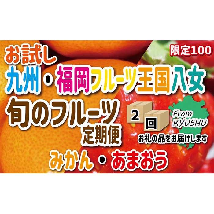 九州・福岡フルーツ王国八女 お試し旬のフルーツ定期便[全2回] A|[配送不可:北海道・沖縄・離島]あまおう みかん いちご 蜜柑 オレンジ 果物