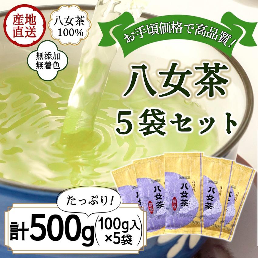 八女茶100% 煎茶 たっぷり500g(100g×5袋)[岩崎園製茶]八女茶 煎茶 産地直送 無添加 無着色 お手頃 高品質 大容量