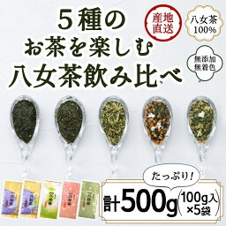 【ふるさと納税】八女茶100％ お茶の世界を楽しむ！5種の茶葉飲み比べセット 100g×5袋＜岩崎園製茶＞八女茶 煎茶 深むし 白折茶 くき茶 玄米茶 抹茶 飲みくらべ 無添加 無着色 福岡 10000円