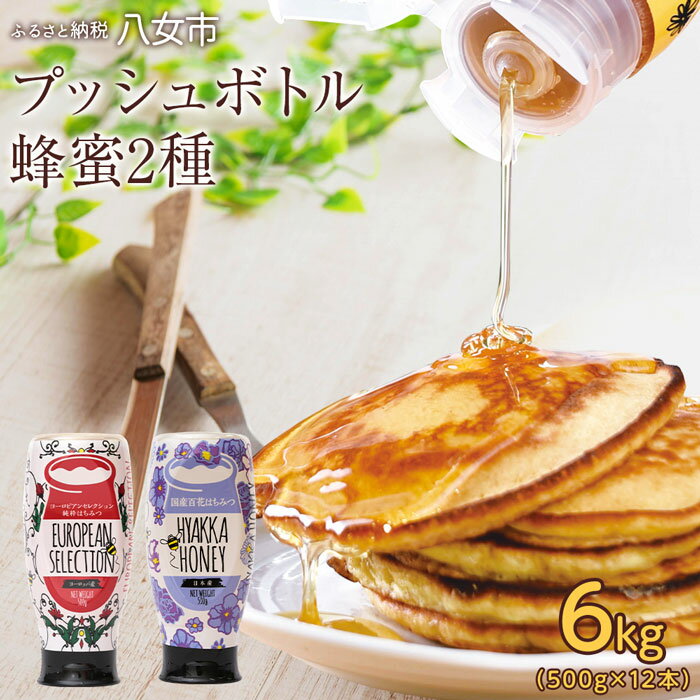 かの蜂 プッシュボトル蜂蜜 2種セット 500g×12本 合計6kg はちみつ 蜂蜜 ハチミツ ハニー 非加熱 国産 ヨーロピアン