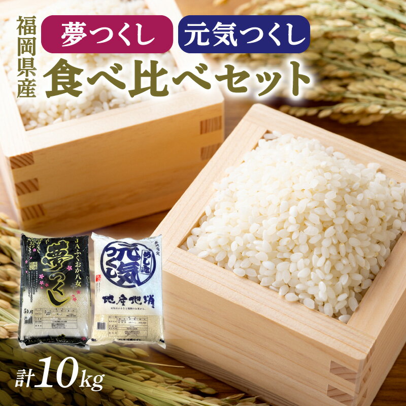 JAふくおか八女 福岡県産米食べ比べセット「夢つくし」「元気つくし」(各5kg×2)[白米]